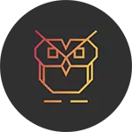 Logo d'un hibou coloré sur fond noir de l'agence La chouette agence de web design à lyon